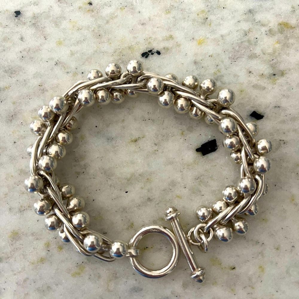 Silpada .925 silver “DNA” toggle clasp closure bracelet B0523 82 grams